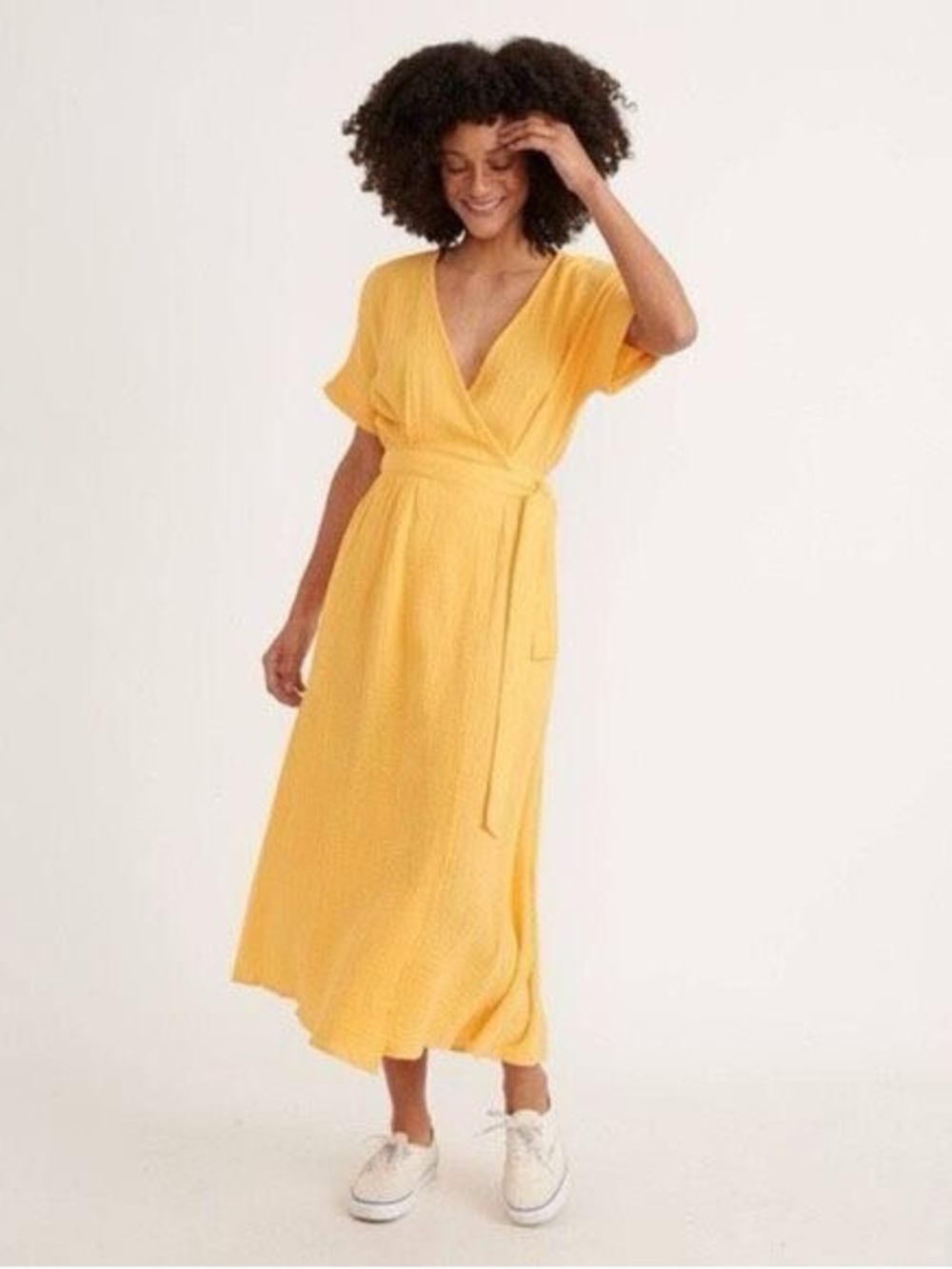 Marine Layer Valencia Wrap Dress Golden Yellow